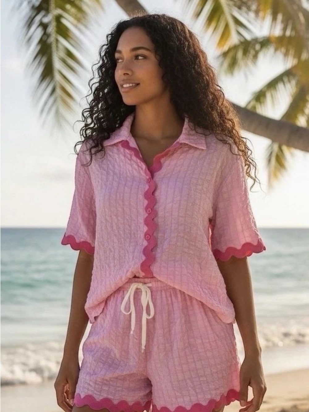 NWT Simply Southern Pink Scalloped Lounge Set - XL
